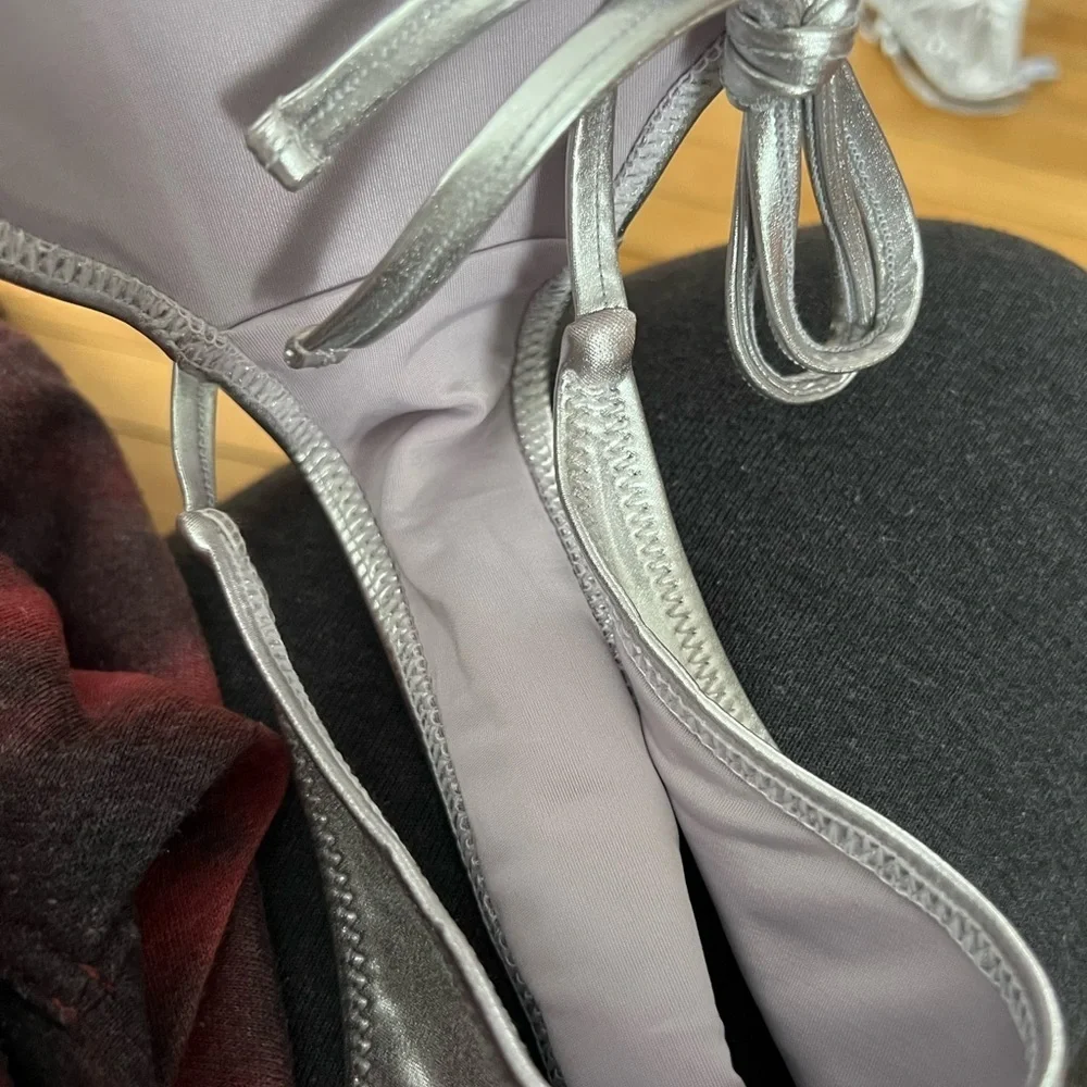 Skims silver metallic bikini‎ set
